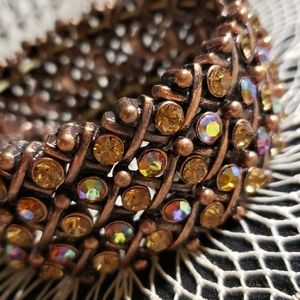 Copper Tone Bracelet with Rhinestone